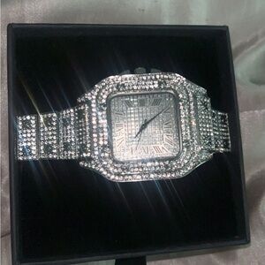 Silver Crystal-Embellished Watch